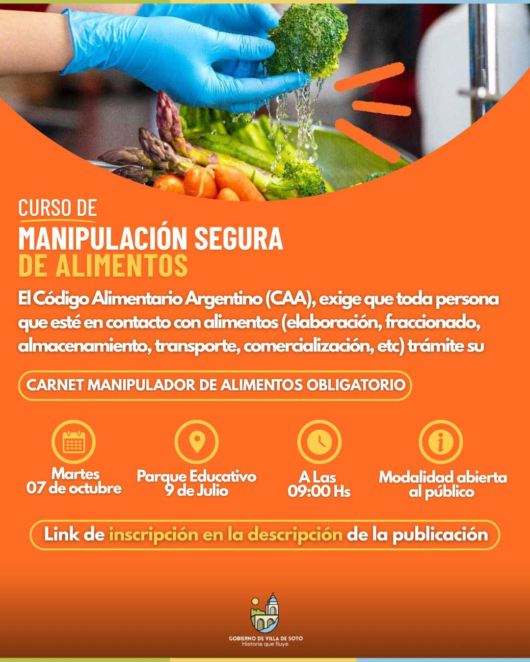 Sumate al Curso de Manipulación Segura de Alimentos